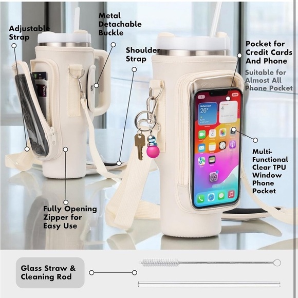 Brand New Stanley 40 oz Cup Accessory Water Bottle Holder Strap Neoprene Sleeve - Picture 3 of 16